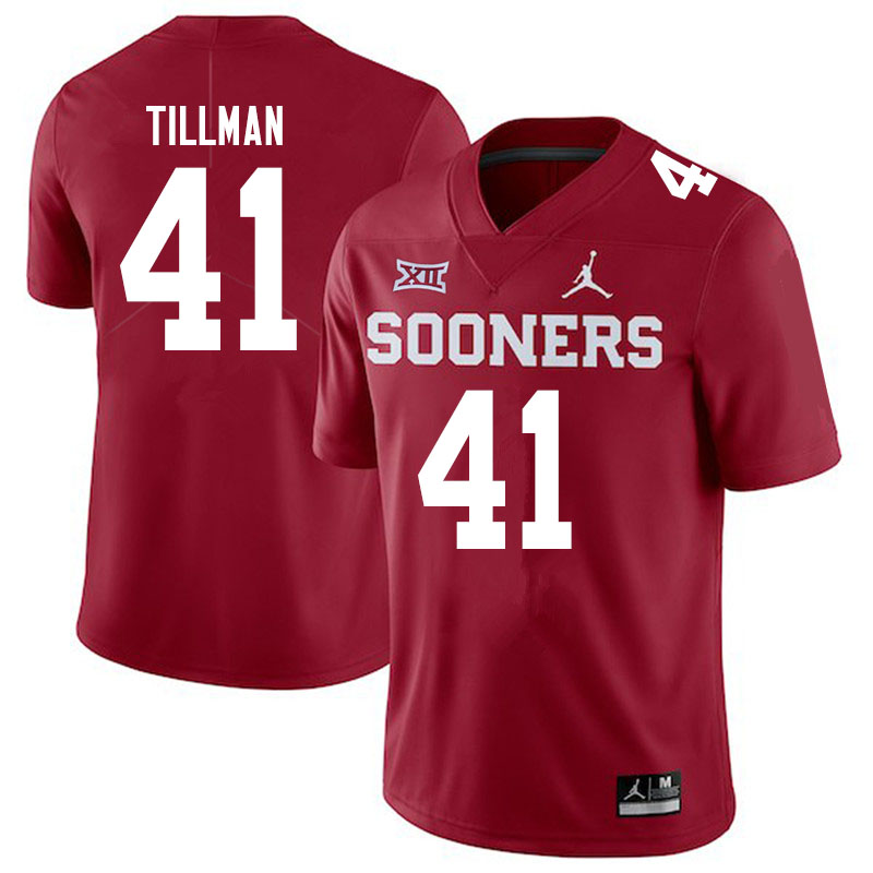Men #41 Coby Tillman Oklahoma Sooners Jordan Brand College Football Jerseys Sale-Crimson - Click Image to Close